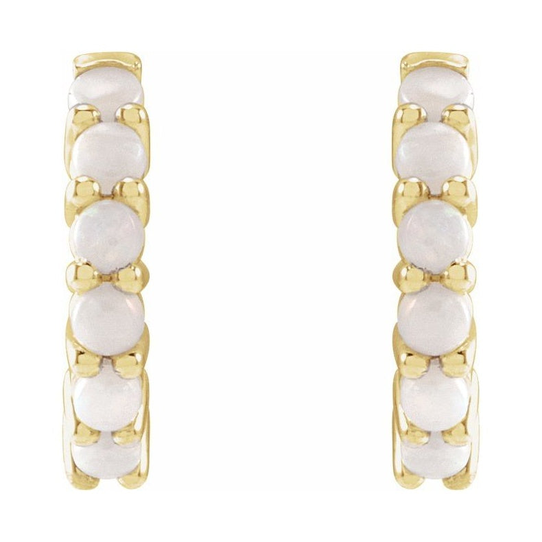 Cabochon Hinged Hoop Earrings