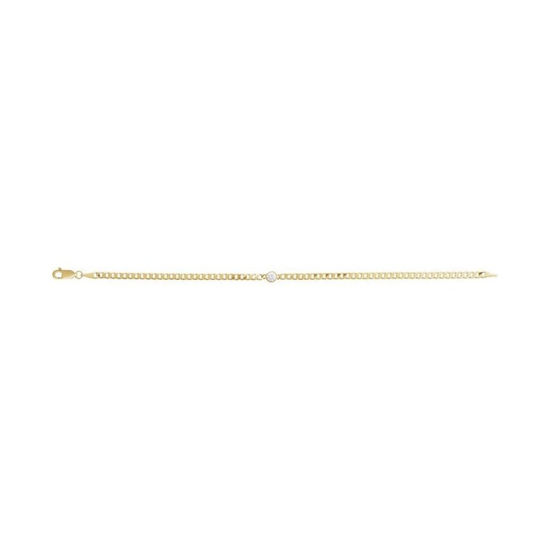 Bezel-Set Solitaire Curb Link Bracelet