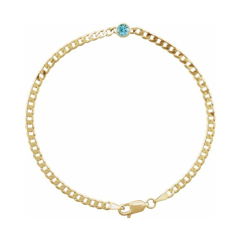 Bezel-Set Solitaire Curb Link Bracelet