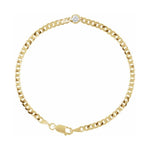 Bezel-Set Solitaire Curb Link Bracelet