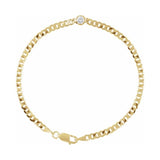 Bezel-Set Solitaire Curb Link Bracelet