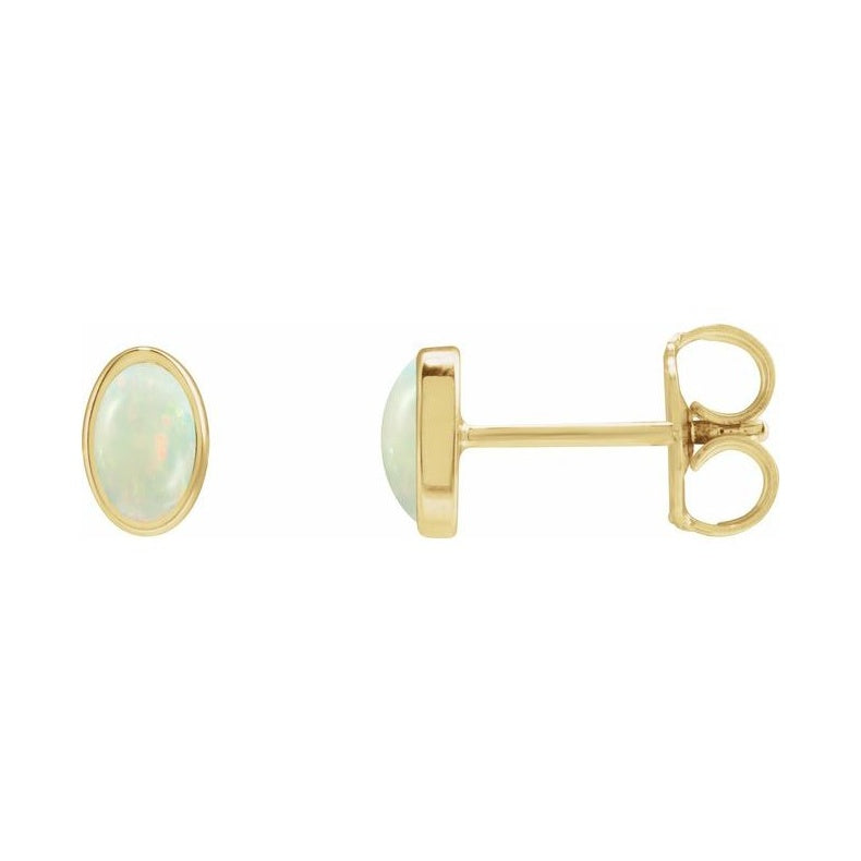 Oval Bezel-Set Cabochon Earrings
