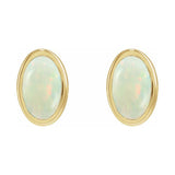 Oval Bezel-Set Cabochon Earrings