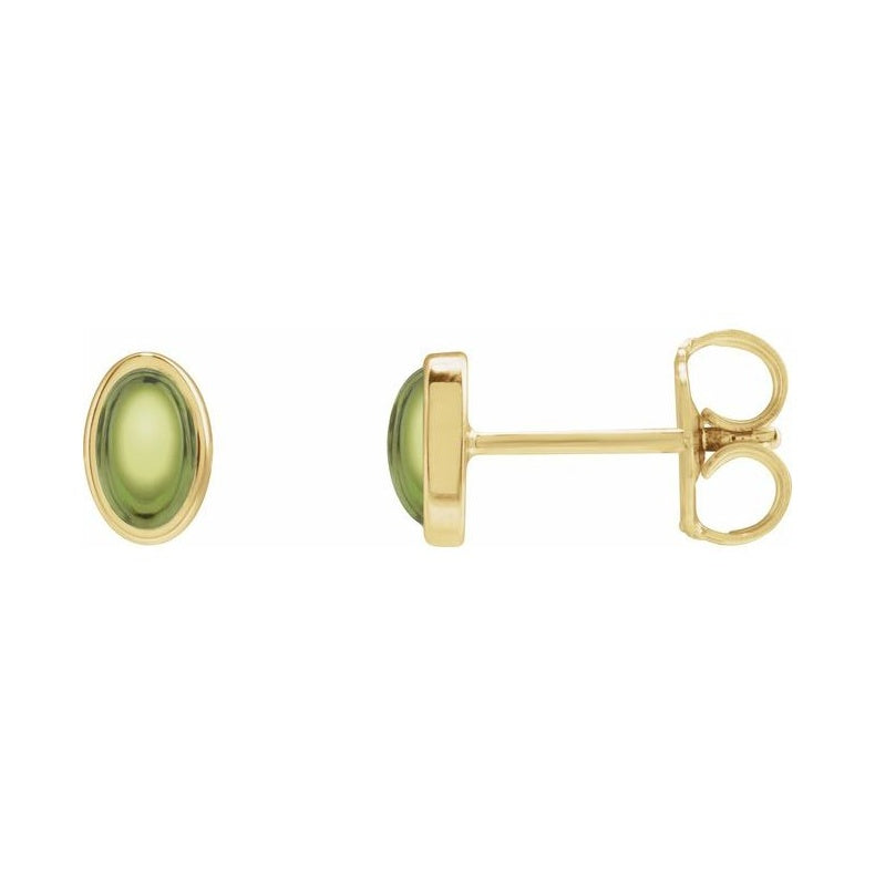 Oval Bezel-Set Cabochon Earrings
