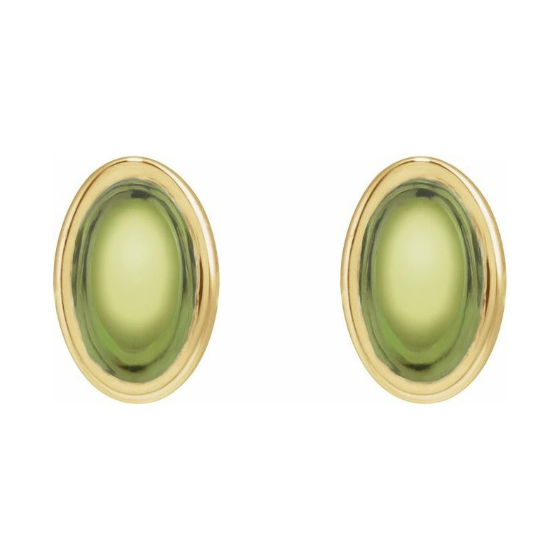 Oval Bezel-Set Cabochon Earrings