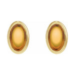 Oval Bezel-Set Cabochon Earrings
