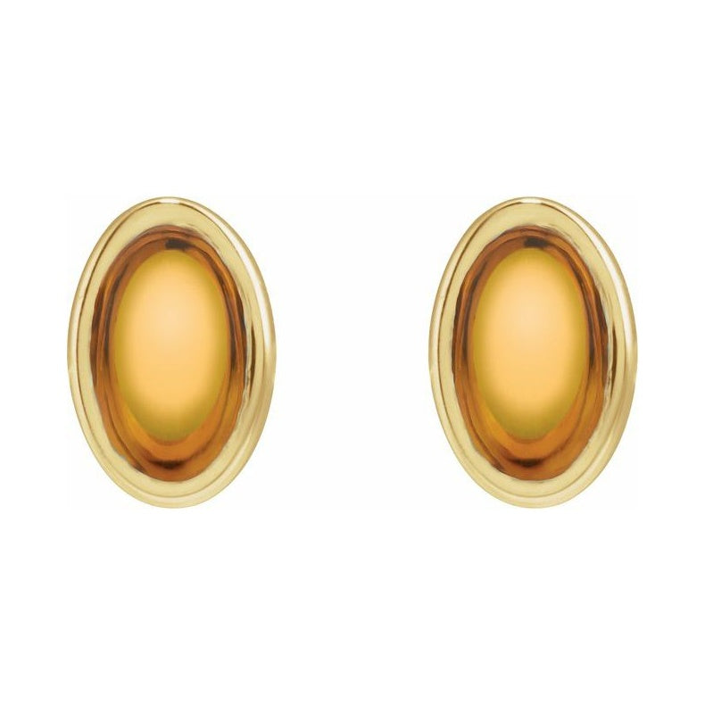 Oval Bezel-Set Cabochon Earrings