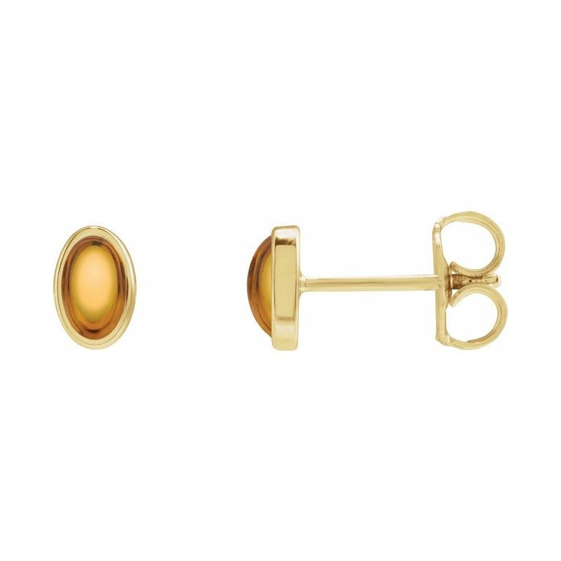 Oval Bezel-Set Cabochon Earrings