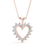 14K Rose Gold Lab Diamond Heart Pendant