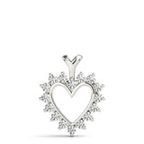 White Gold Diamond Heart Pendant | 16 Stones