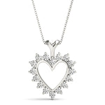 18K White Gold Diamond Heart Pendant