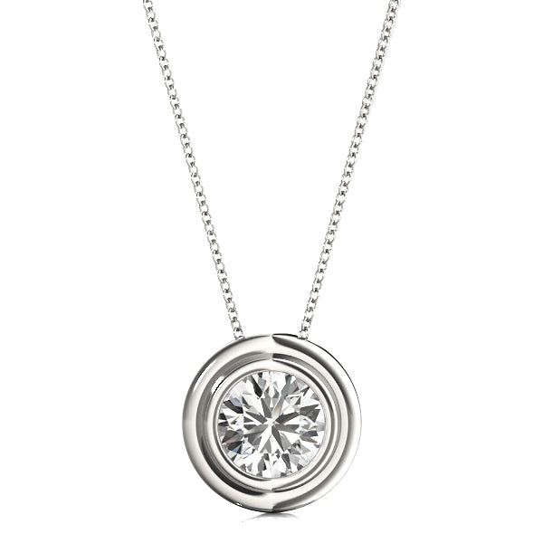 1 CT Lab Diamond White Gold Solitaire Pendant