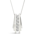 White Platinum 5-Diamond Fashion Pendant Necklace