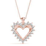 14K Rose Gold Lab Diamond Heart Pendant