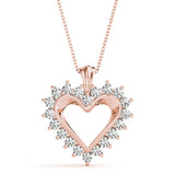 18K Rose Gold Multi-Diamond Heart Pendant