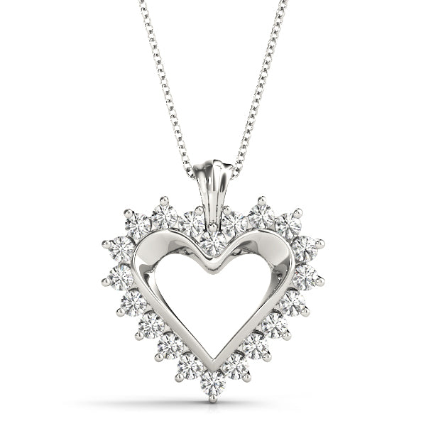 White Gold Diamond Heart Pendant Jewelry