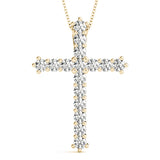 Diamond Religious Cross Pendant - 14K Yellow Gold