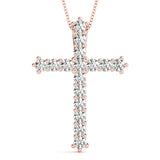 Rose Gold Diamond Cross Pendant | Religious Jewelry