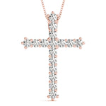 18K Rose Gold Diamond Cross Pendant
