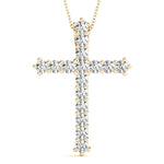 Diamond Religious Cross Pendant - 14K Yellow Gold