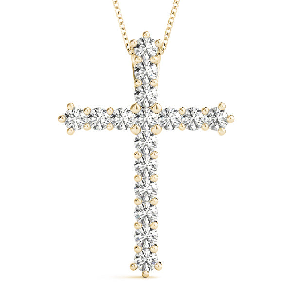 18K Yellow Gold Diamond Religious Cross Pendant