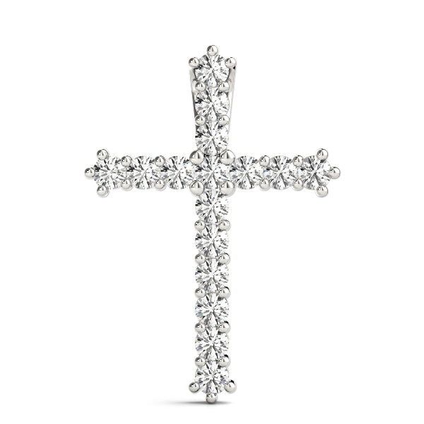 White Platinum Diamond Cross Pendant Religious Jewelry
