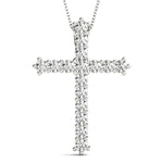 14K White Gold Diamond Cross Pendant Jewelry