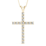 14K Yellow Gold Diamond Cross Pendant Jewelry