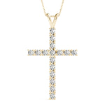 Yellow Gold Diamond Cross Pendant | Religious Jewelry