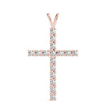 14K Rose Gold Diamond Religious Cross Pendant