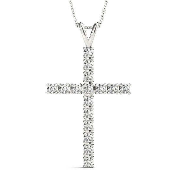14K White Gold Diamond Cross Pendant Jewelry