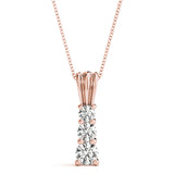 18K Rose Gold Round Diamond 3-Stone Pendant