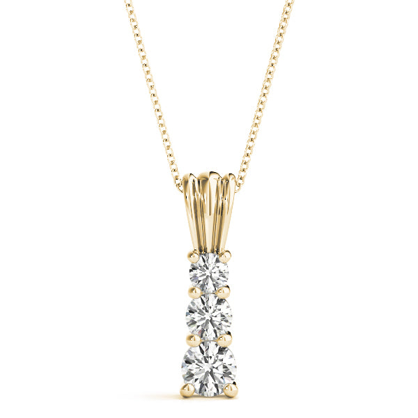 18K Yellow Gold 0.55ctw Lab Diamond 3-Stone Pendant