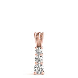 18K Rose Gold Round Diamond 3-Stone Pendant