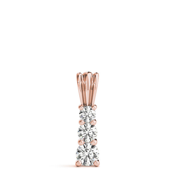 18K Rose Gold Round Diamond 3-Stone Pendant