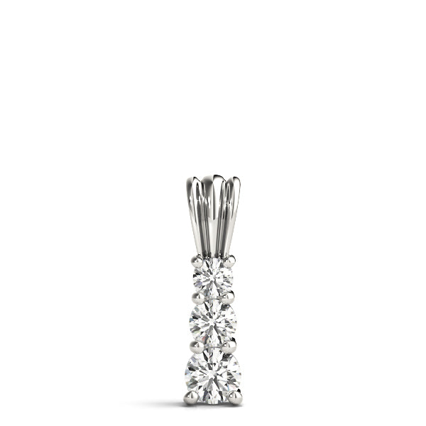 Lab Diamond 3 Stone 14K Gold Pendant