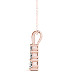 18K Rose Gold Round Diamond 3-Stone Pendant