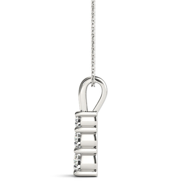 14K White Gold Lab Diamond 3-Stone Pendant