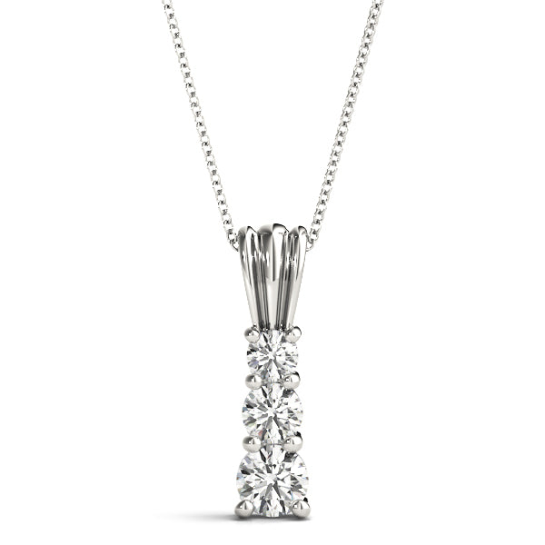 14K White Gold Lab Diamond 3-Stone Pendant