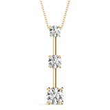 14K Yellow Gold Lab Diamond 3-Stone Pendant