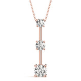 Rose Gold Lab Diamond 3-Stone Pendant 0.5ctw
