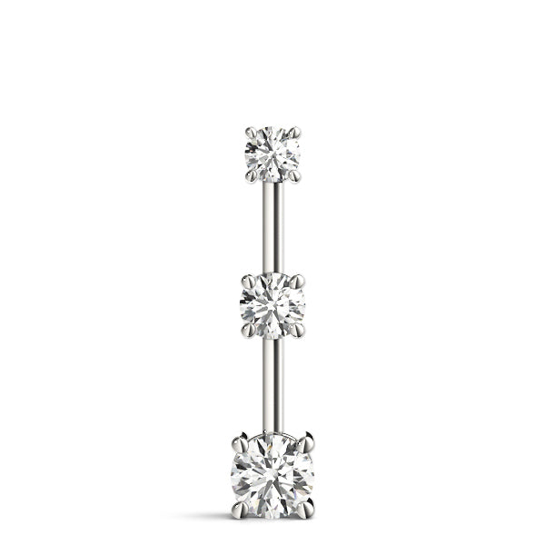 14K White Gold Round Diamond 3-Stone Pendant