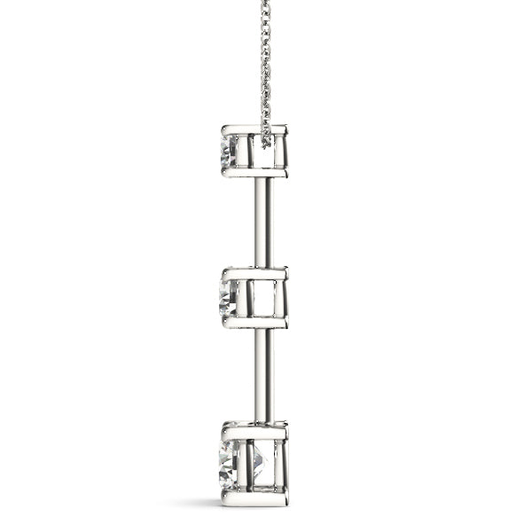 14K White Gold Round Diamond 3-Stone Pendant