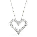 White Gold Diamond Heart Pendant | 20 Stones