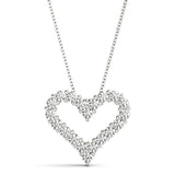 White Gold Diamond Heart Pendant | 20 Stones