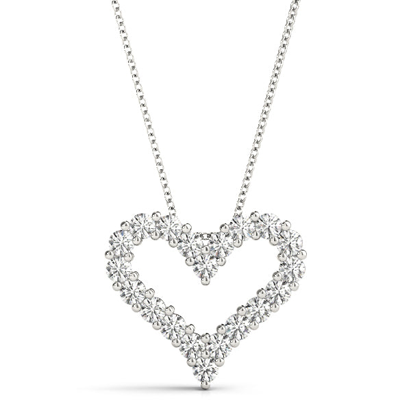 White Gold Diamond Heart Pendant | 20 Stones