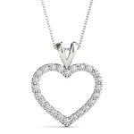 White Platinum Multi-Diamond Heart Pendant