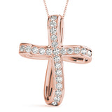 18K Rose Gold Diamond Religious Cross Pendant