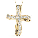 18K Yellow Gold Diamond Religious Cross Pendant