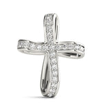 18K White Gold Diamond Religious Cross Pendant